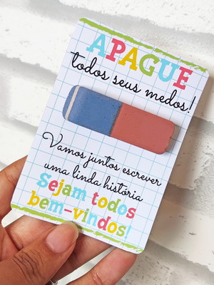 Card com borracha- volta as aulas