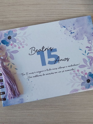 Livro de assinaturas 15 anos floral lilás