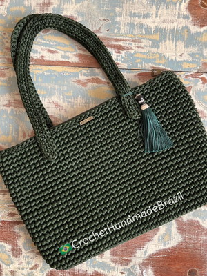 Ba45 - bolsa de ombro verde com forro, bolso interno e ziper
