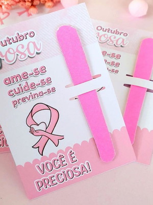 Card com mini lixa- outubro rosa