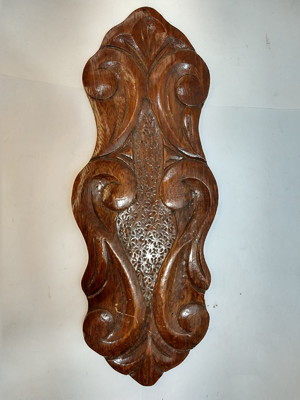 Entalhe aplique trabalhada madeira enfeite decoração - 34x13
