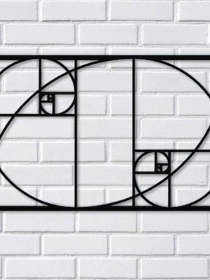 Aplique de parede mdf sequencia fibonacci 30x20cm decoração