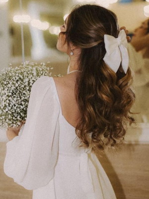 Vestido midi casamento civil cartório noiva - temos plus siz