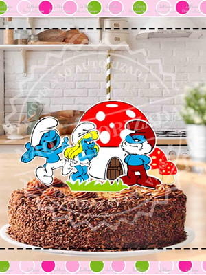 Topo de bolo os smurfs