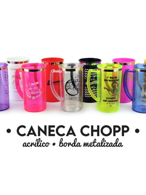 Caneca de chopp 400 ml acrílico personalizada com borda