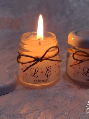 Lembrancinha casamento, vela aromatizada personalizada