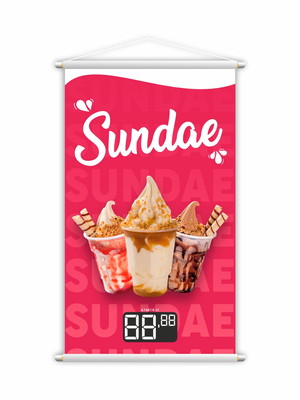 Banner sundae sorvete sorveteria preço 80x50cm