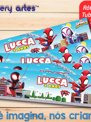 Rótulo adesivo tubolata (7x10) spidey e seus amigos