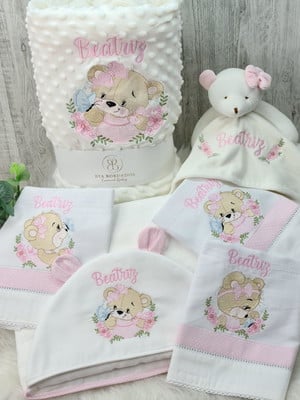 Kit enxoval bebê personalizado ursinha