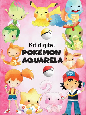 Kit digital pokemon aquarela