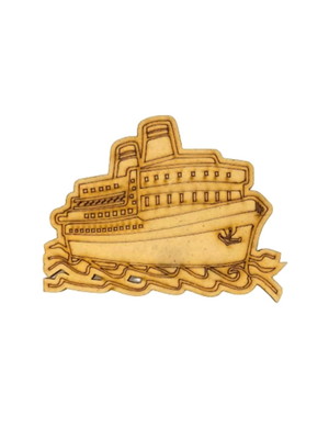 Aplique navio passeio de mdf - 9 cm