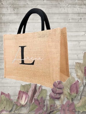 Ecobag personalizada 40x35x10 em juta com alças em cordão