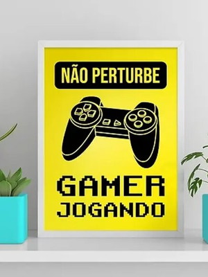 Quadro gamer não perturbe amarelo (a3- com vidro)