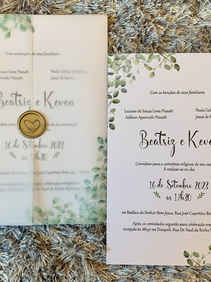 Convite de casamento com lacre de cera