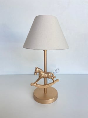 Abajur cavalinho de balanço dourado - abajur menino