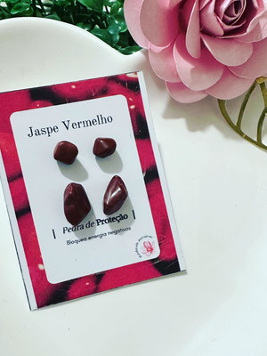 Dueto brincos jaspe vermelho