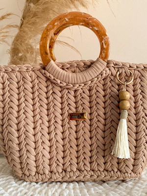 Bolsa de crochê luxo praia e passeio