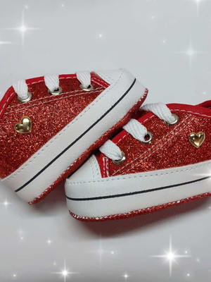 Tênis com glitter para bebês vermelho