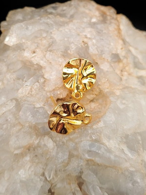 Base de brinco amassadinho dourado