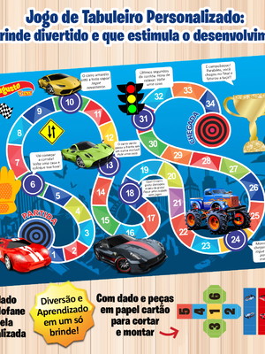 Jogo de tabuleiro personalizado hot wheels
