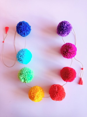 Varal de pompons grande de lã