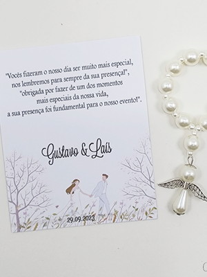 Lembrancinha casamento mini terço unidade no saquinho