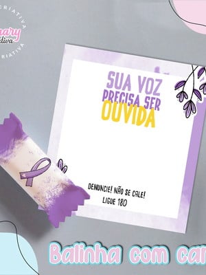 Bala personalizada com card agosto lilás mod.0004