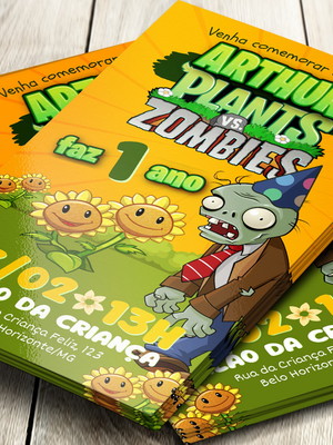 Convite impresso plants vs. zombies