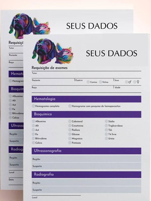 Bloco requisição de exame - veterinário premium