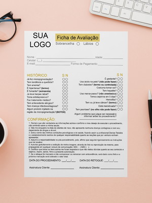 Bloco ficha de avaliação esteticistas + brinde