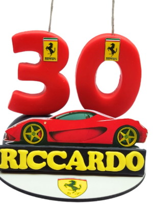 Vela personalizada 30 anos tema ferrari