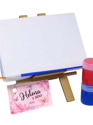 Kit pintura com cavalete, tela e tintas - jardim encantado