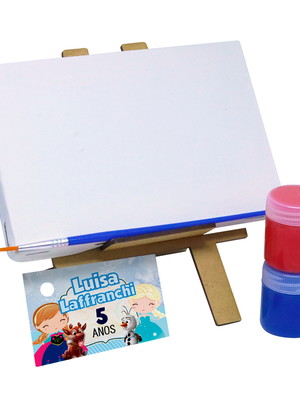Kit pintura com cavalete, tela e tintas - tema frozen disney