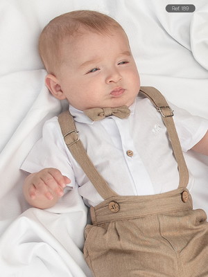 Roupa batizado menino luxo body/camisa e bermuda ref. 189