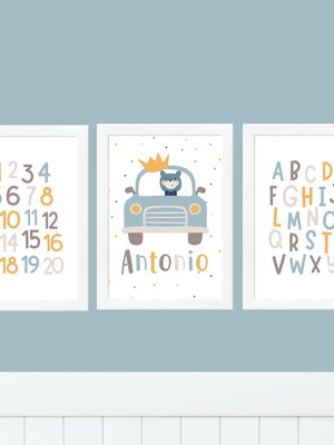 Quadros quarto bebe infantil numeros alfabeto ursinho car