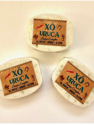 03 sabonetes xô uruca mini sal grosso, arruda e alecrim 50gr