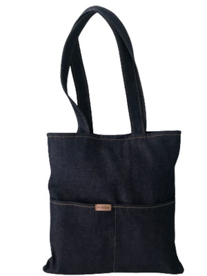 Bolsa ecobag em jeans unissex com divisão para notebook