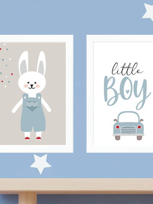 Quadrinhos little boy coelho com moldura a4