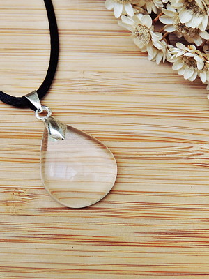 Colar gota quartzo límpido
