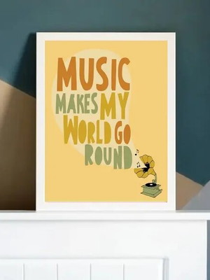 Quadro music makes my world go round (a3- com vidro)