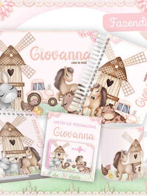 Encadernação kit caderneta fazendinha menina/+20kit cod:591