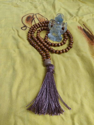 Japamala 108 contas madeira 8mm tassel marrom