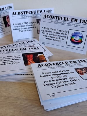 Plaquinhas de mesa jornal anos 80