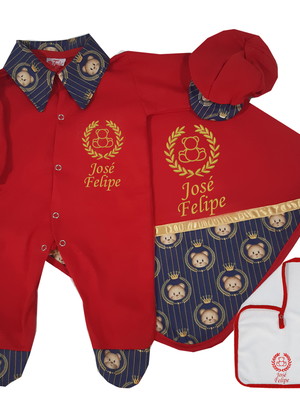 Saida maternidade personalizada vermelho urso