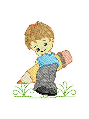 Matriz menino com lápis escolar 10x10