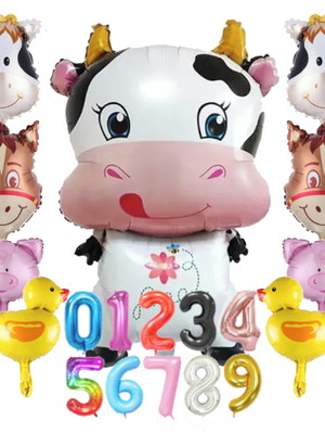 Kit fazendinha 10pçs com número 100cm vaca porco cavalo pato