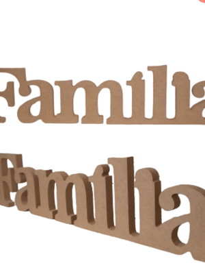 Família palavra decorativa em mdf cru pronta para artesanato