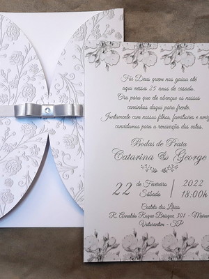 Convite de bodas de prata 14x20cm