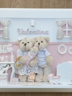 Quadro família urso com led