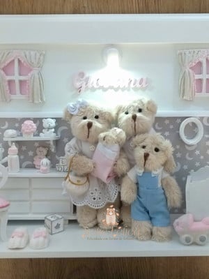 Quadro família urso com led